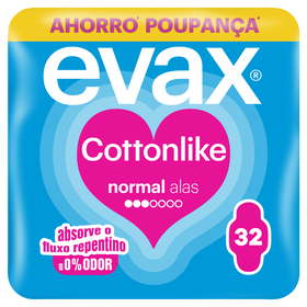 Pensos Higiénicos Cottonlike Normal Com Abas Evax 32 Un