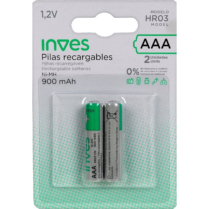 Pilas Recarregáveis Aaa Hr-3 2 unidades