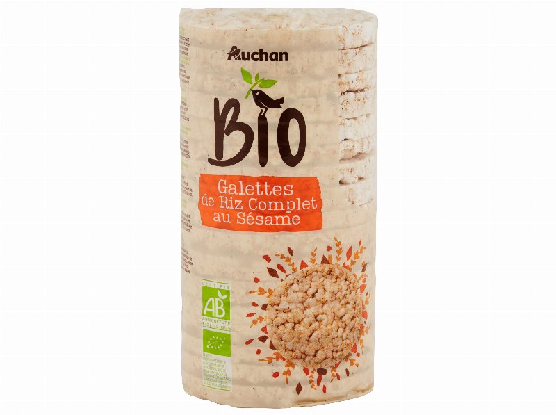 Tortitas Arroz Auchan Bio Integral Com Sementes Sésamo 130 g