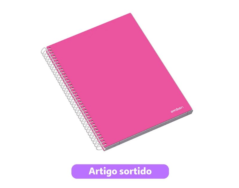 Caderno Espiral Capa Dura A5 School Ambar Pautado 120 Folhas Cores Sortidas