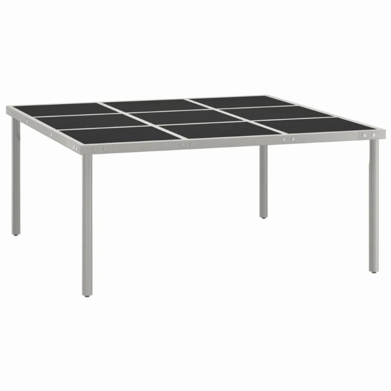 Hkh Mesa De Jantar Para Jardim 170X170X74,5 Cm Vidro E Aço - Preto