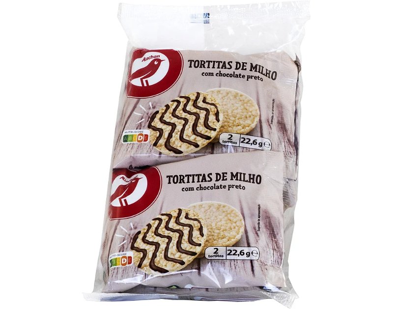 Tortitas Auchan Milho Chocolate Preto 4X22.6 g