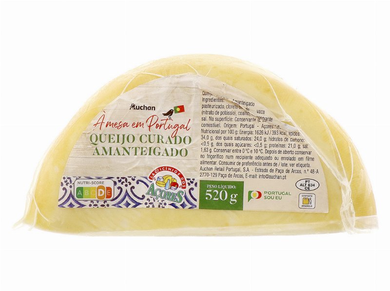 Queijo Curado Amanteigado Auchan À Mesa Em Portugal Açores 520 g