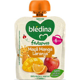 Saqueta De Fruta Maçã, Manga E Laranja Frutapura +6M Blédina 85 gr