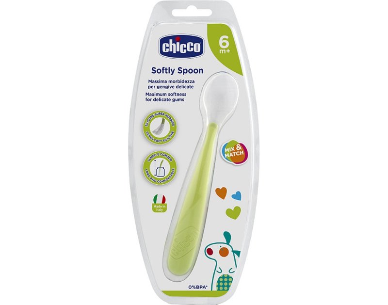 Colher Chicco Silicone Verde +6Meses 1Un