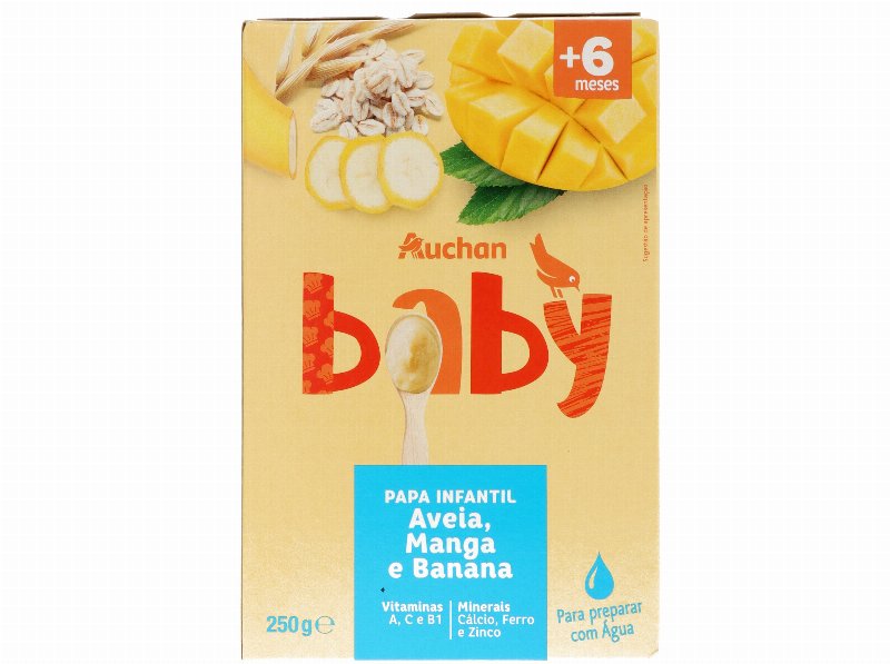 Papa Infantil Auchan Baby Láctea Aveia Manga E Banana 250 g