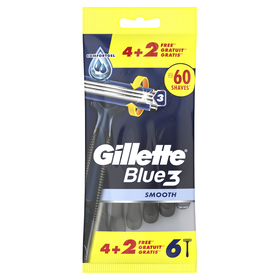 Lâminas Descartáveis Blue3 Smooth Gillette 4 Un + 2 Un Grátis