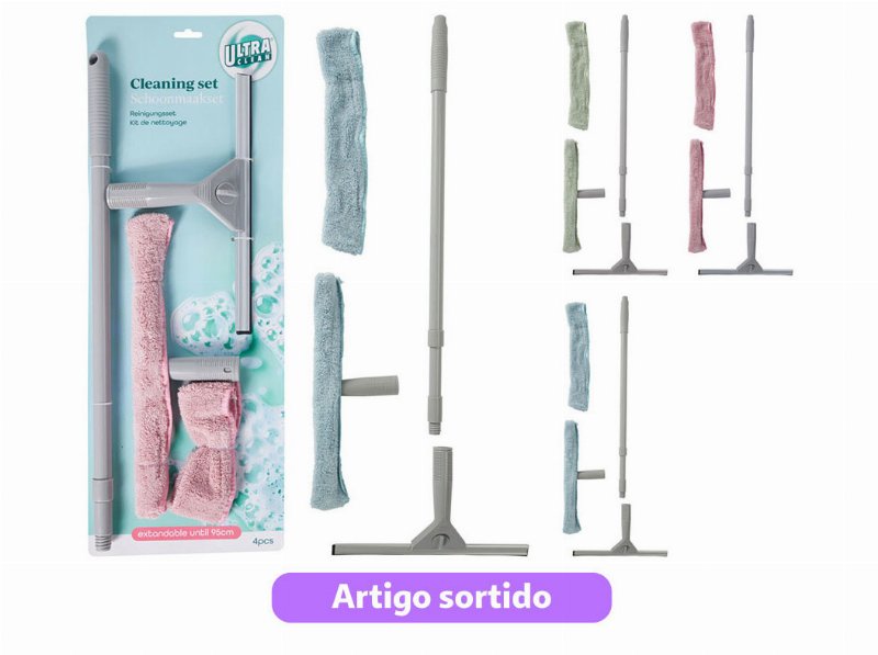 Conjunto Limpa Vidros Ultra Clean 4 Peças Cores Sortidas