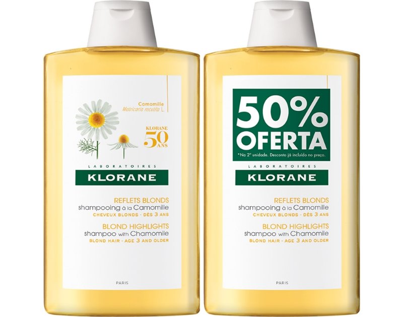 Champô Klorane Camomila 2X400 ml 50% 2ªun