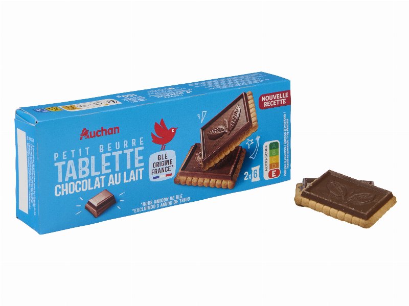Bolacha De Manteiga Auchan "Petit Beurre" Coberta Choco Leite 2X6Un 150 g