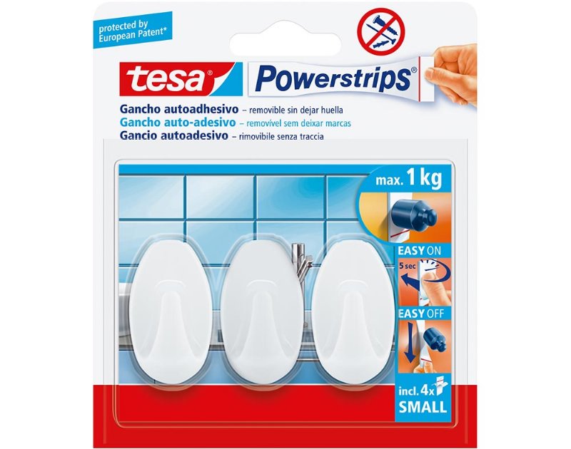 Mini Fita Adesiva Power Strips Gancho Oval Branco