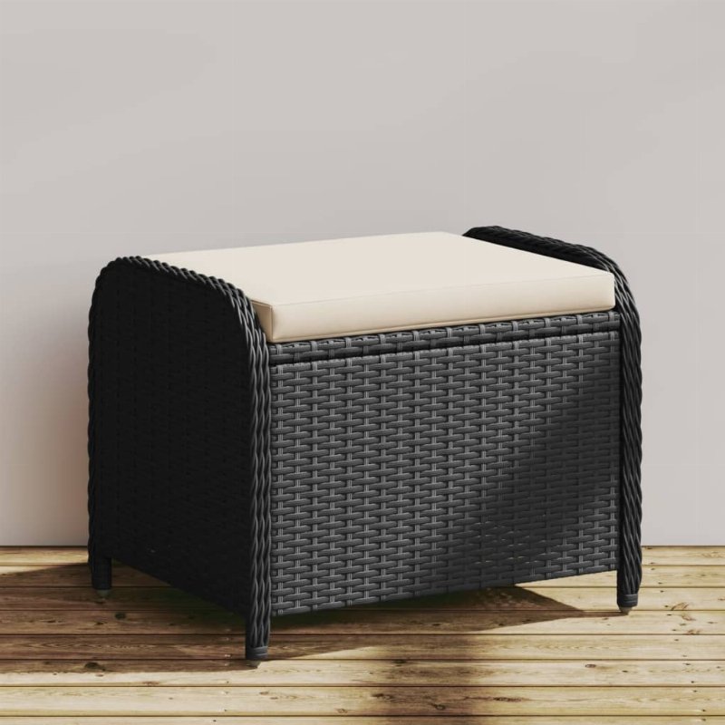 Hkh Banco De Jardim Com Almofadão 58X46X46 Cm Vime Pe - Preto