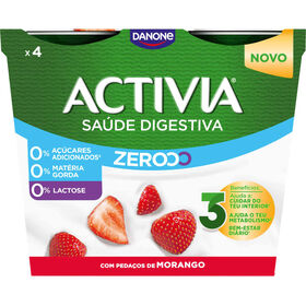 Iogurte Bifidus Pedaços Magro Morango Sem Lactose Activia Danone 480 gr (4 Un)