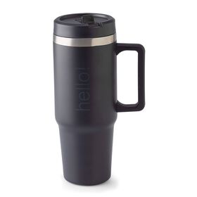 Caneca Térmica 900 ml Hello Preto E Cinza Kasa