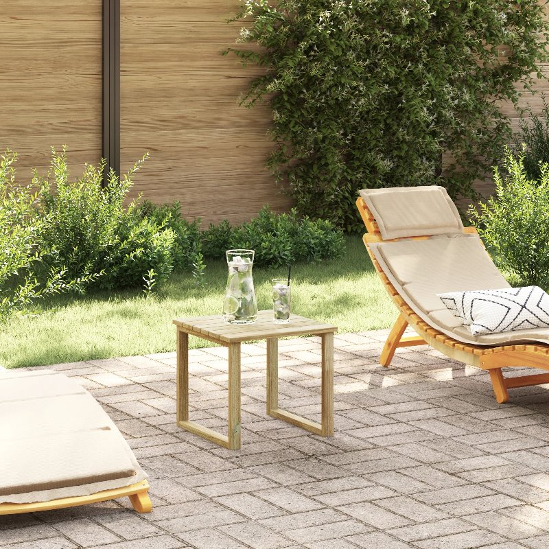 Hkh Mesa De Cama 40X40X36 Cm Madeira De Pinho Impregnada - Bege