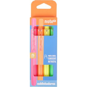 Conjunto 4 Sublinhadores Retráteis Fluorescentes Neon Note!