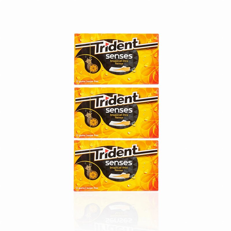 Trident Senses Pastilha Elástica Tropical Mix 23 gr - Pack 3 X 23 gr