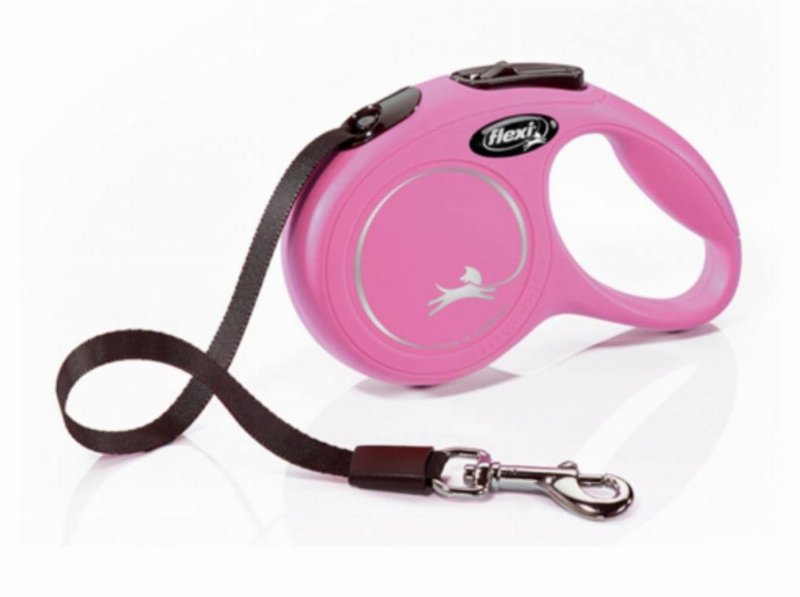 Trela New Classic Fita Flexi Rosa 5M S 15 kg