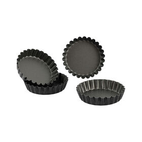 Conjunto 4 Mini Tarteletes Aço Carbono 10Cm Preto Chefe Kasa