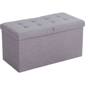 Banco De Arrumação Com Tampa 76X38X38Cm Cinza Bazarão 1 Un