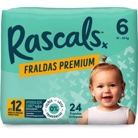 Fraldas Premium 15-20 kg T6 Rascals 24 Un
