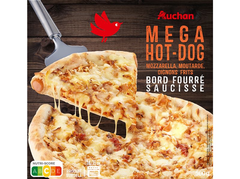 Pizza Mega Hot-Dog Auchan Rebordo Recheado Salsicha 500 g