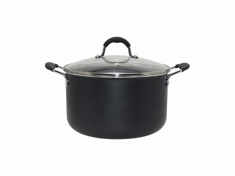 Panela Actuel Em Alumínio Preta Com Tampa De Vidro 30 Cm