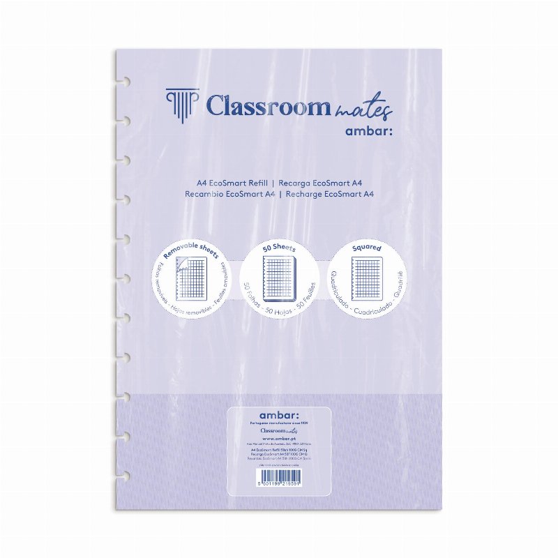 Recarga Caderno Ecosmart Ambar Quadriculada A4 50 Folhas