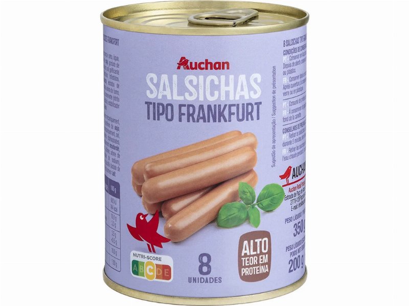 Salsichas Auchan Tipo Frankfurt 8 Uni 350(200)G