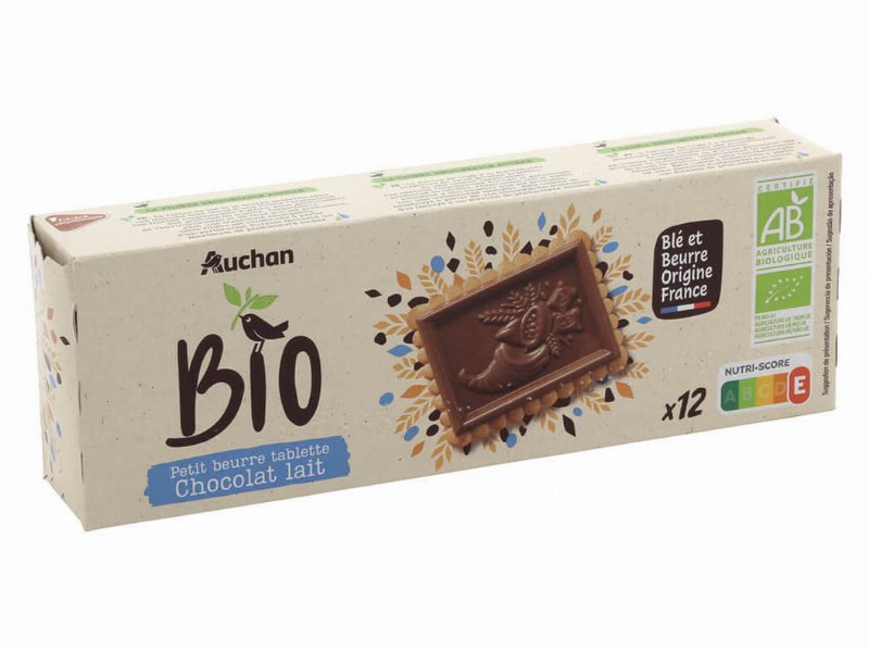 Bolachas De Manteiga Auchan Bio Com Chocolate Leite 150 g