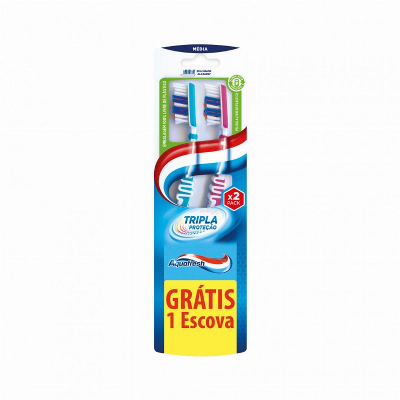 Escovas De Dentes Tripla Proteção Médias 1+1 Grátis Aquafresh 1Un