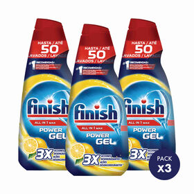 Detergente Máquina Loiça Power Gel All In 1 Limão Finish 3 X 50 Doses