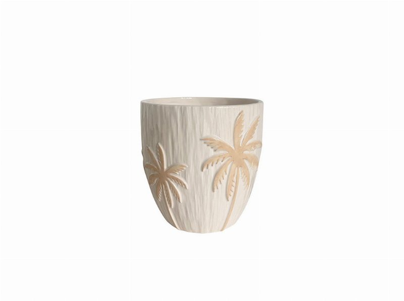 Vaso Cerâmica Dolomite Palmeira Actuel Branco/Bege 15X15Cm