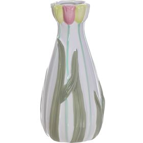 Jarra Folhas 21Cm Verde E Rosa Kasa