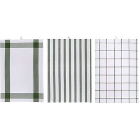 Conjunto 3 Panos Cozinha Algodão Reciclado 40X60Cm Verde Kasa 1 Un