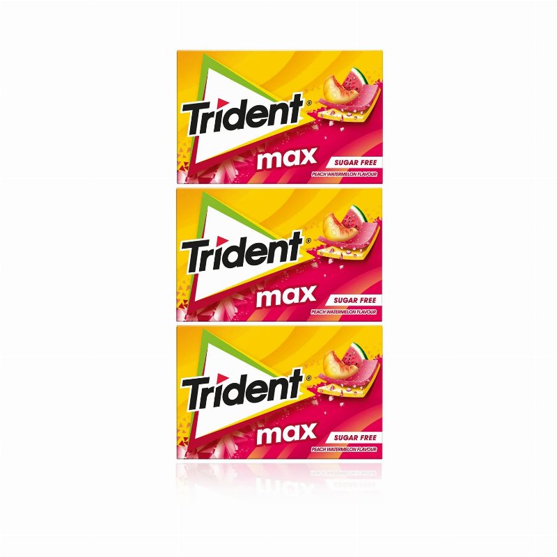 Trident Max Pastilha Elástica Pêssego/Melancia 27 gr - Pack 3 X 27 gr