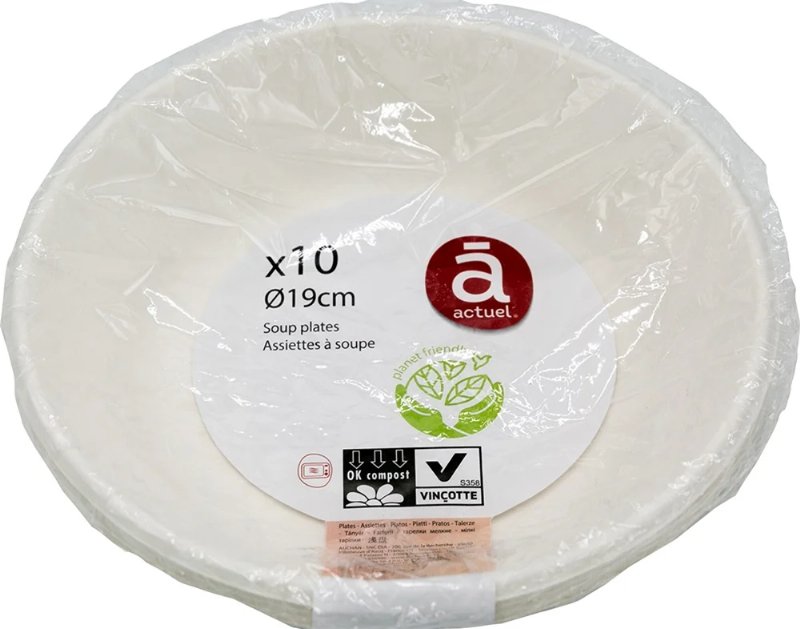 Prato Fundo Descartável Actuel Cartão Eco 19Cm Pack 10 Unidades