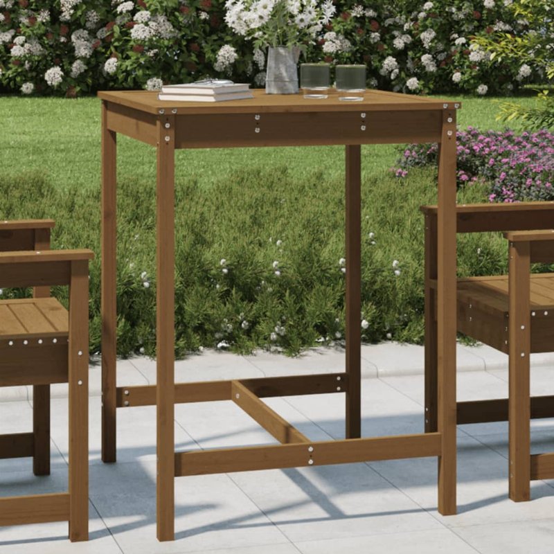 Hkh Mesa Jardim 82,5X82, Pinho Maciço Castanho-Mel - Marrom