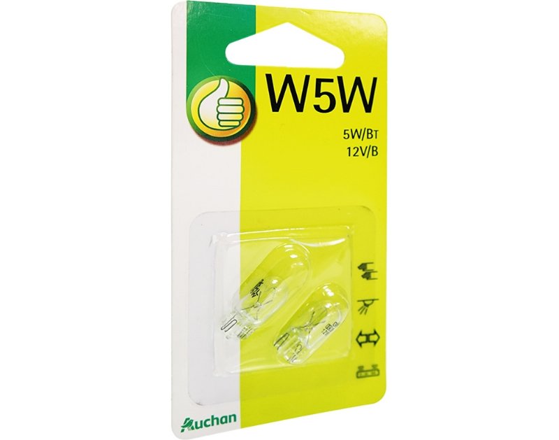 Lâmpada Auto Polegar W5W 12V 5W Pack 2 Unidades