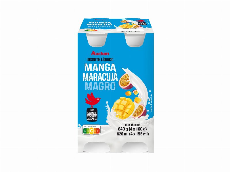 Iogurte Líquido Magro Auchan Manga Maracujá 4X160 g