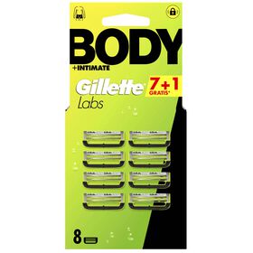 Recarga De Lâminas Body + Intimate Gillette Labs 7 Un + 1 Un Grátis