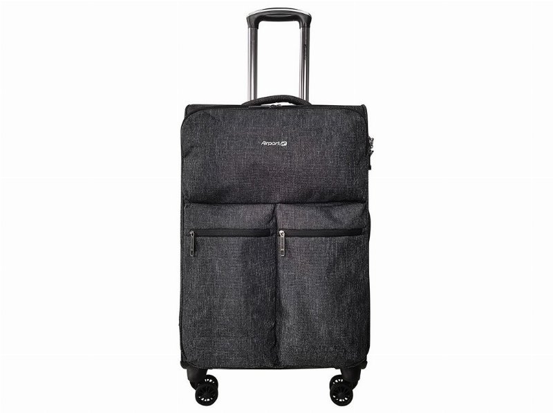 Mala De Viagem Média Flexivel Airport Preto 8 Rodas 66X40X25Cm