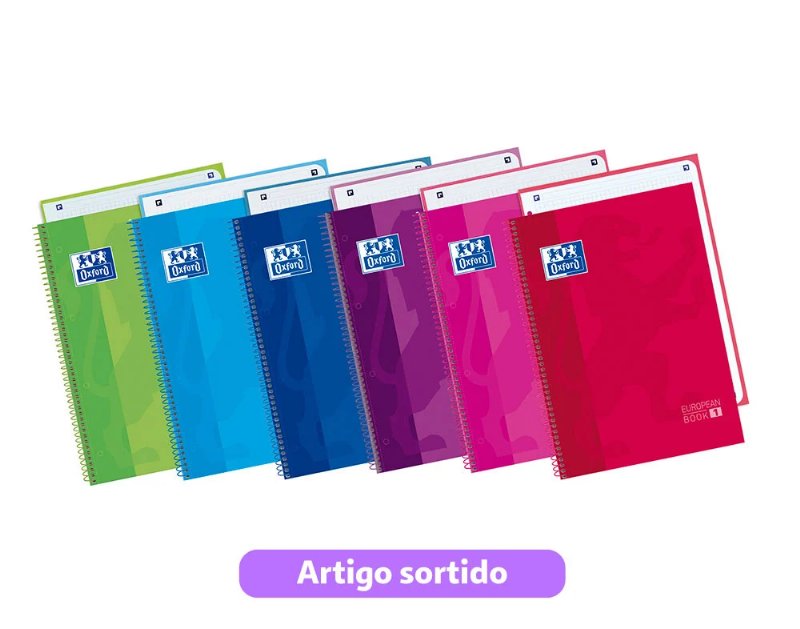 Caderno Espiral A4 Quadriculado Capa Dura Oxford 80 Folhas Cores Sortidas