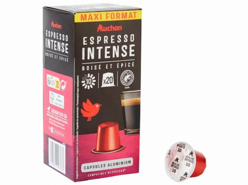 Capsulas De Café Auchan Em Aluminio Compatíveis Com Máquinas Nespresso Expresso Intense 20 Un