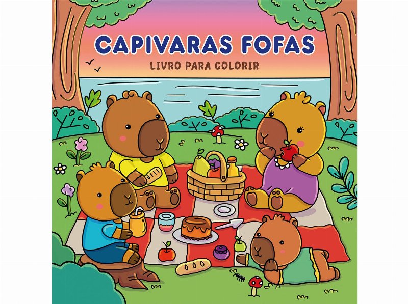 Livro Capivaras Fofas - Livro Para Colorir