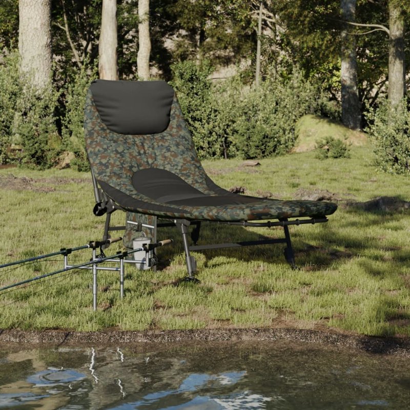 Hkh Espreguiçadeira Pesca C/ Pernas Ajustáveis Dobrável Camuflagem - Multicolor