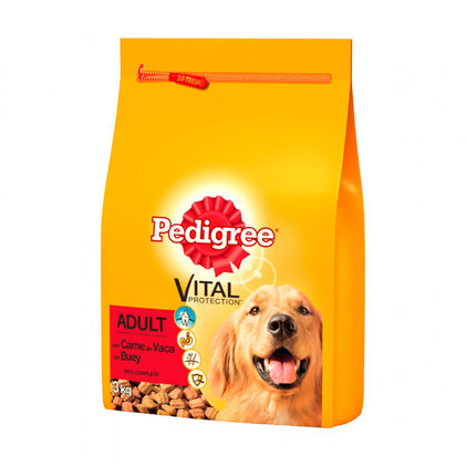 Comida Seca Para Cão Adulto Com Vaca Pedigree 3Kg