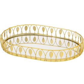 Tabuleiro Dourado Com Espelho Kasa
