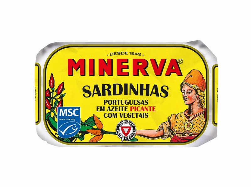 Sardinha Azeite Picante Minerva C/ Pickles 120(85)G
