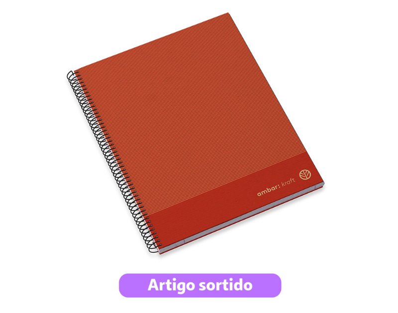 Caderno Espiral A4 Ambar Kraft Capa Dura Quadriculado 100 Folhas 80 g Cores Sortidas